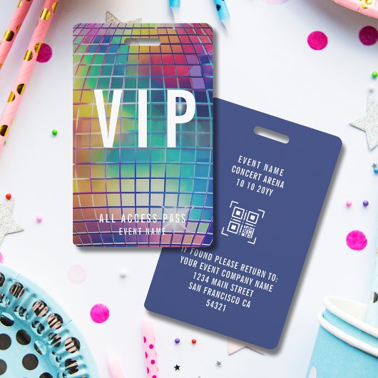 Custom VIP Concert All Access Pass QR Code Disco Ausweis