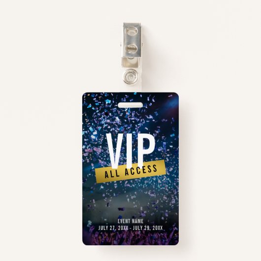 Custom VIP Gold All Access Concept Abzeichen Ausweis (Vorderseite mit Klammer)