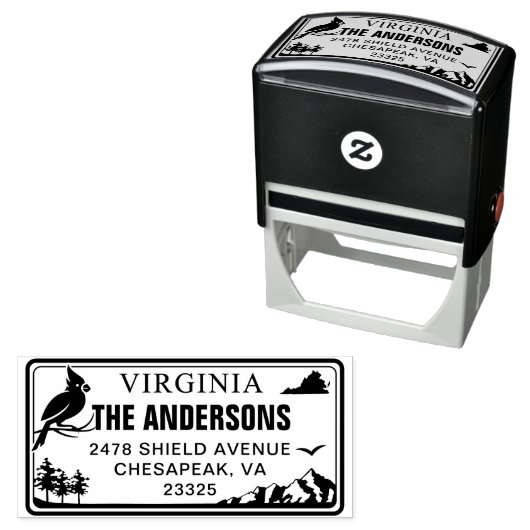 Custom Virginia State License Plate Address  Permastempel (Beispiel)