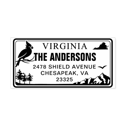 Custom Virginia State License Plate Address Permastempel (Design)