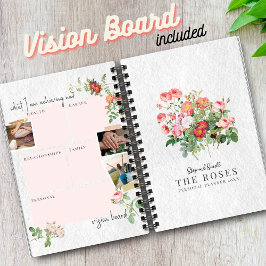 Custom Vision Board Moderne Script Floral Rose Notizblock