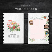 Custom Vision Board Moderne Script Floral Rose