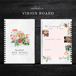 Custom Vision Board Moderne Script Floral Rose Notizblock