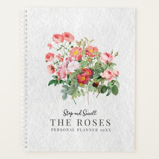 Custom Vision Board Moderne Script Floral Rose Planer (Vorderseite)