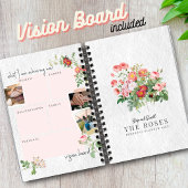 Custom Vision Board Moderne Script Floral Rose Planer