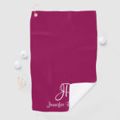 Custom Viva Magenta Typografie Monogram Name Golfhandtuch (Insitu)