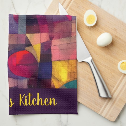 Custom Vivid Abstract Geometric Art  Geschirrtuch (Viertel Falte)