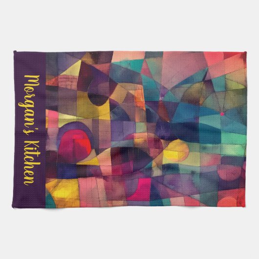 Custom Vivid Abstract Geometric Art Geschirrtuch (Horizontal)