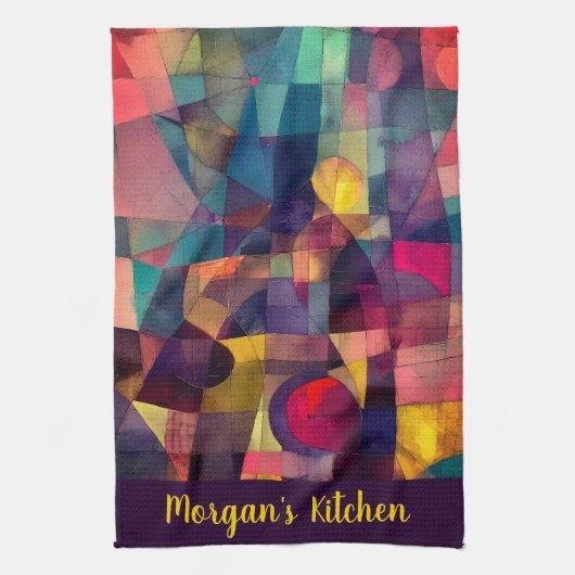 Custom Vivid Abstract Geometric Art Geschirrtuch (Vertikal)