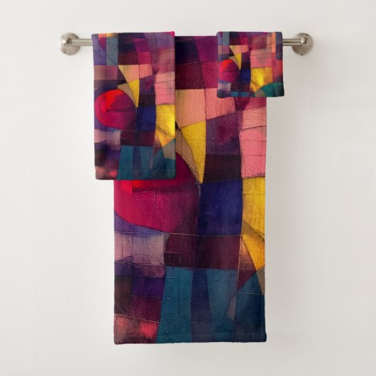 Custom Vivid Abstrakt Geometric Art Badhandtuch Set (Insitu)