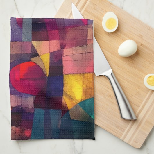 Custom Vivid Abstrakt Geometric Art Geschirrtuch (Viertel Falte)