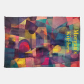 Custom Vivid Abstrakt Geometric Art Geschirrtuch (Horizontal)