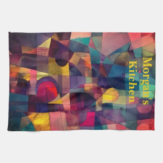 Custom Vivid Abstrakt Geometric Art Geschirrtuch (Horizontal)