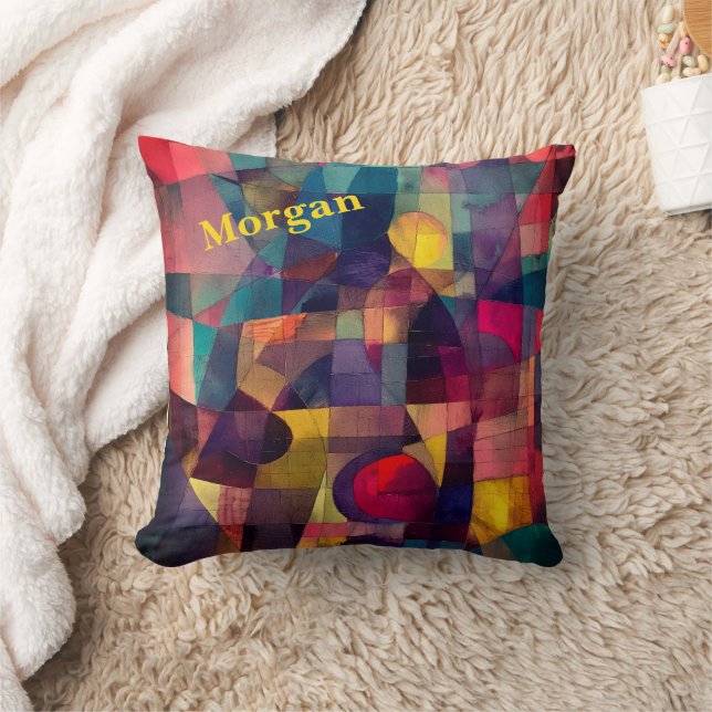 Custom Vivid Abstrakt Geometric Art Kissen (Decke)
