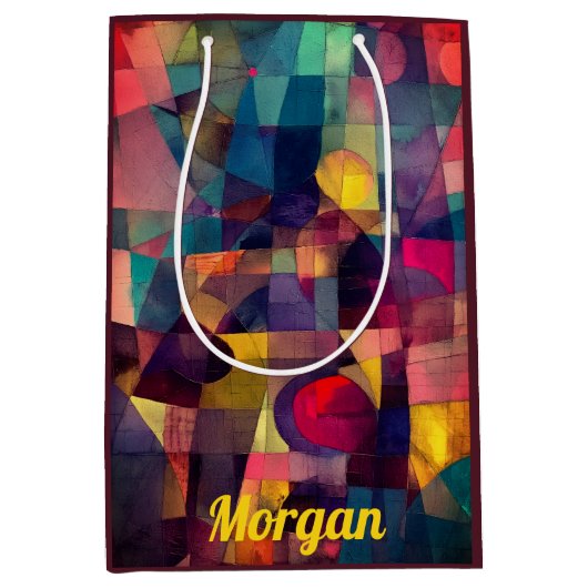 Custom Vivid Abstrakt Geometric Art Mittlere Geschenktüte (Vorderseite)