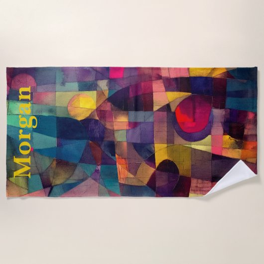 Custom Vivid Abstrakt Geometric Art Strandtuch (Vorderseite)