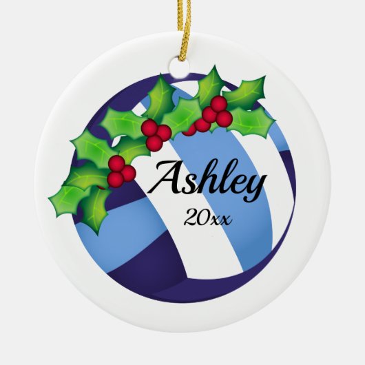 Custom Volleyball Christmas Ornament Navy - Blue (Vorne)