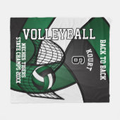 Custom 🏐 Volleyball - Dunkelgrün, Weiß und Schwar Fleecedecke (Vorderseite (Horizontal))