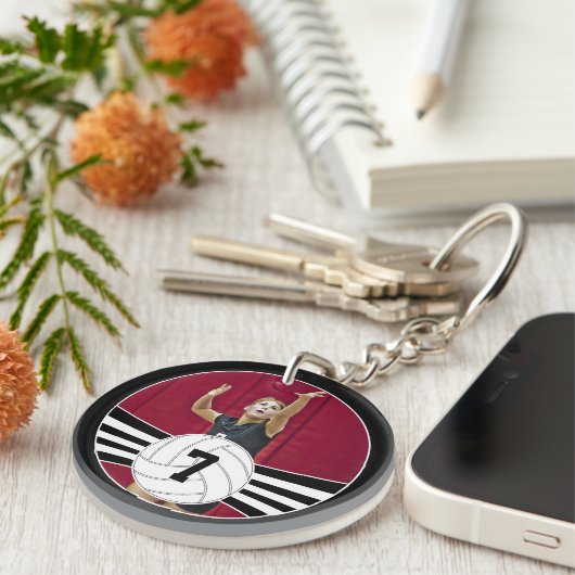 CUSTOM Volleyball Foto & Jersey Nummer Schlüsselke Schlüsselanhänger (Vorderseite rechts)