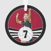 Custom Volleyball Foto & Text Weihnachtsdekoration Ornament (Rückseite)