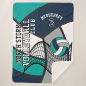 Custom Volleyball 🏐 in Blau, Aquamarin, Grau und  Sherpadecke (Vorderseite)