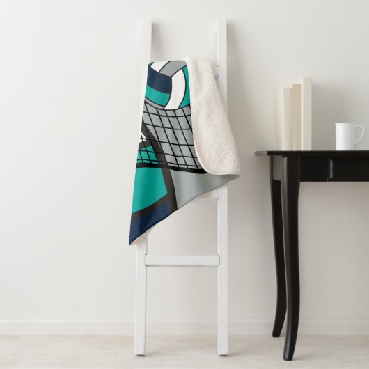 Custom Volleyball 🏐 in Blau, Aquamarin, Grau und  Sherpadecke (Beispiel)