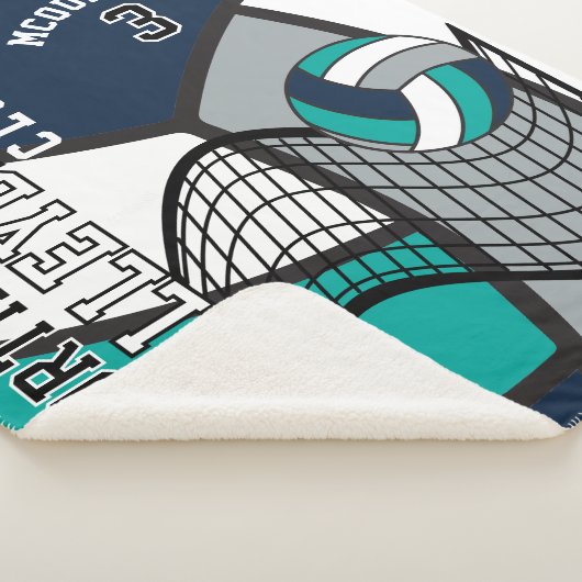 Custom Volleyball 🏐 in Blau, Aquamarin, Grau und  Sherpadecke (3/4)