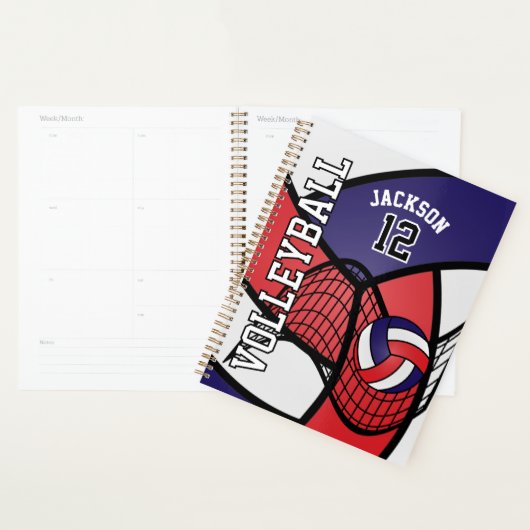 Custom - Volleyball in Red, White und Navy Blue Planer (Anzeige)