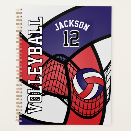 Custom - Volleyball in Red, White und Navy Blue Planer (Vorderseite)