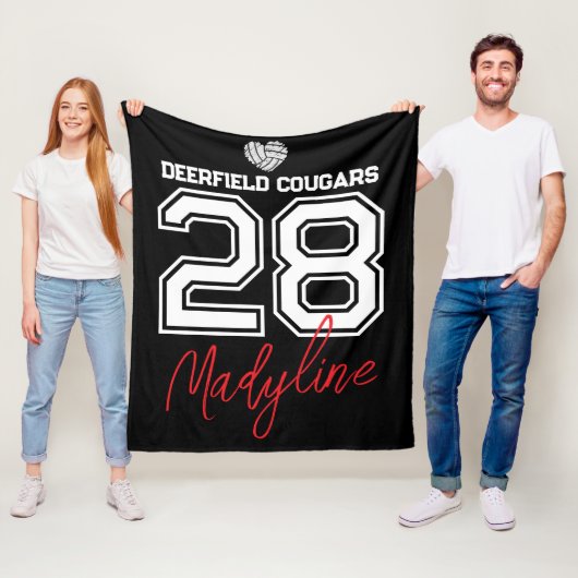Custom Volleyball Name Number School Fleecedecke (Beispiel)