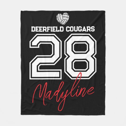 Custom Volleyball Name Number School  Fleecedecke (Vorderseite)