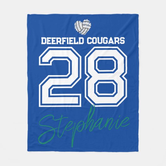Custom Volleyball Name Number School  Fleecedecke (Vorderseite)