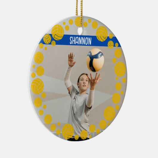 Custom Volleyball Picture Name Year Keramik Ornament (Rechts)