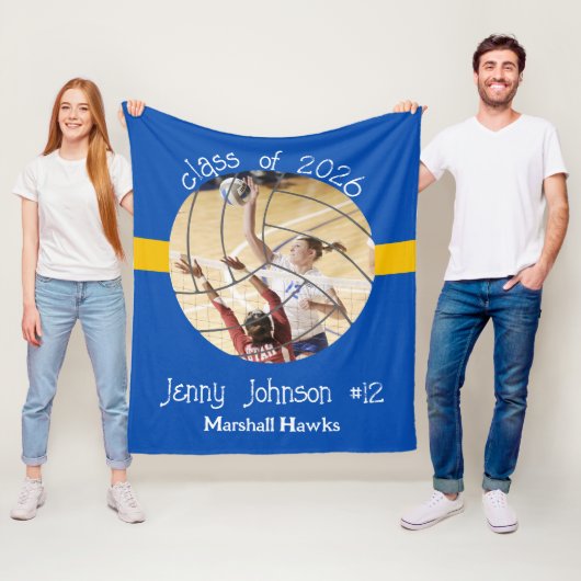 Custom Volleyball Picture Senior Night Graduation Fleecedecke (Beispiel)