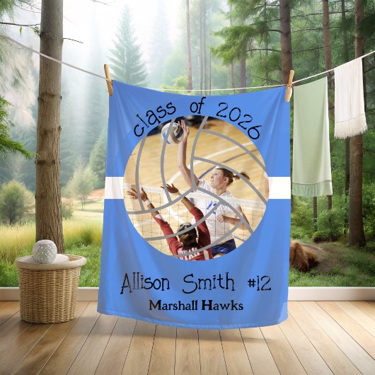 Custom Volleyball Picture Senior Night Graduation Fleecedecke