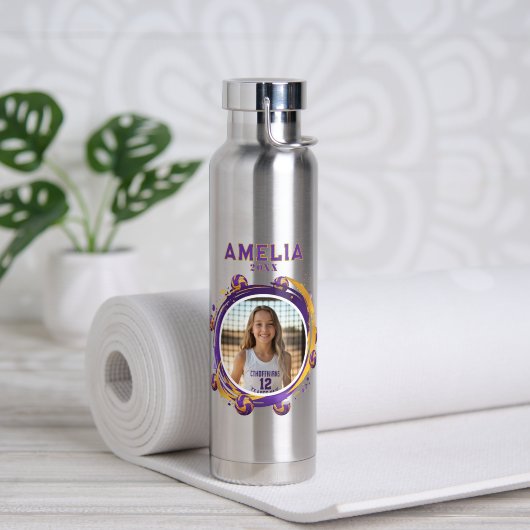 Custom Volleyball Player Photo Sports Trinkflasche (Yoga (gedreht))