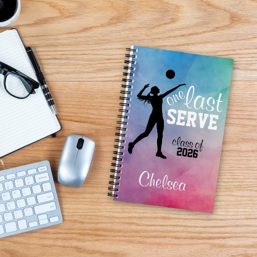 Custom Volleyball Rainbow Senior One Last Serve Notizblock