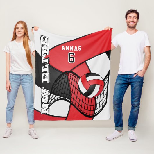 Custom - Volleyball Sport in Rot, Weiß und Schwarz Fleecedecke (Beispiel)