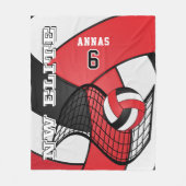 Custom - Volleyball Sport in Rot, Weiß und Schwarz Fleecedecke (Vorderseite)