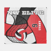 Custom - Volleyball Sport in Rot, Weiß und Schwarz Fleecedecke (Vorderseite (Horizontal))
