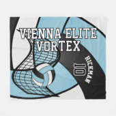 Custom Volleyball Sport in Sky Blue, White & Black Fleecedecke (Vorderseite (Horizontal))