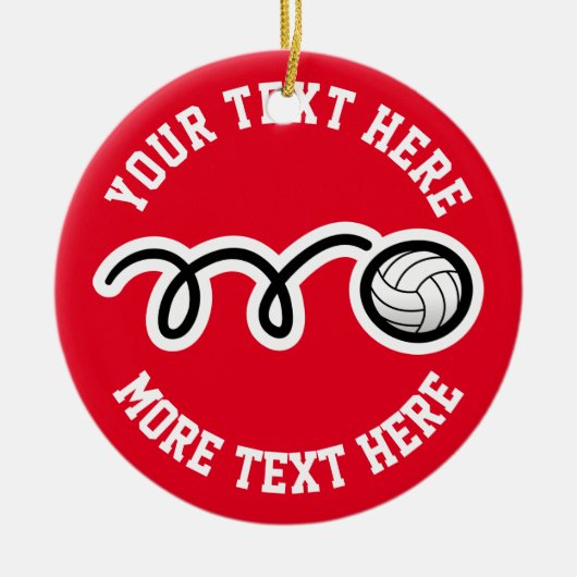 Custom Volleyball Sport Weihnachtsbaumschmuck Keramik Ornament (Vorne)