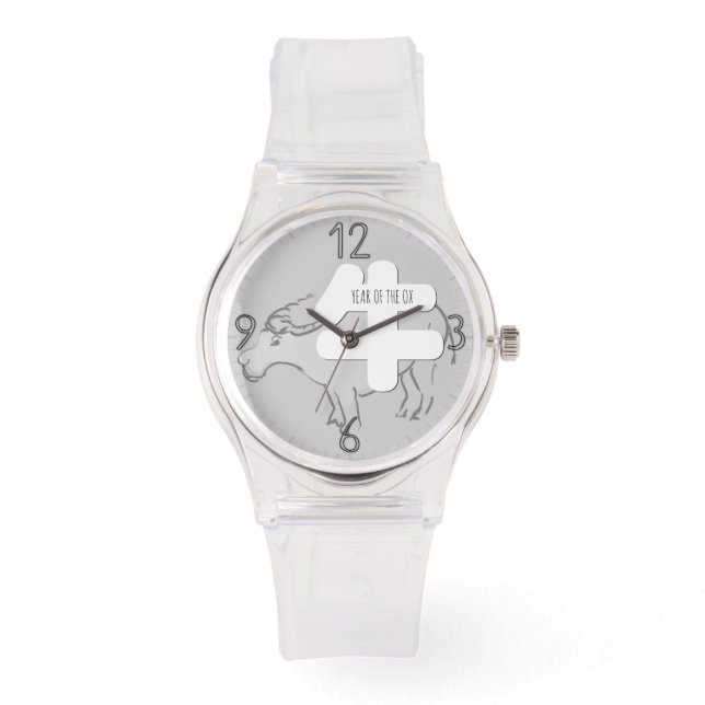 Custom W Ox Ideogram Chinese Zodiac Birthday eW Armbanduhr (Vorderseite)