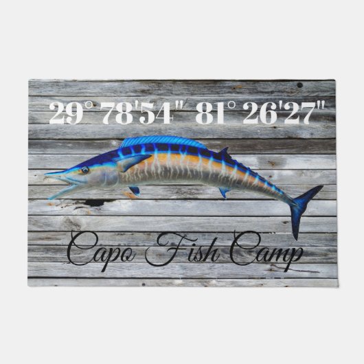 Custom Wahoo Door Mat mit Lat und Long Fußmatte (Vorderseite)