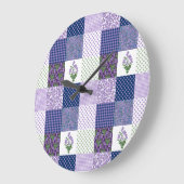 Custom Wall Clock, Imitate-Patchwork-Violets-Muste Große Wanduhr (Winkel)
