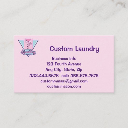 Custom Wäscheservice Trockenreiniger Visitenkarte (Vorderseite)