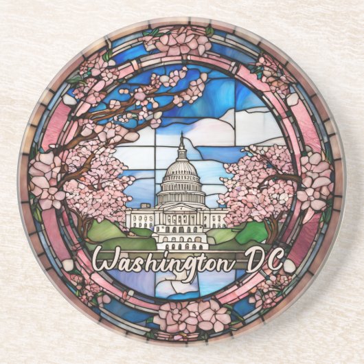 Custom Washington DC Dated Cherry Blossom Getränkeuntersetzer (Vorne)