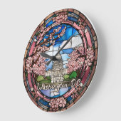 Custom Washington DC Dated Cherry Blossom Große Wanduhr (Winkel)