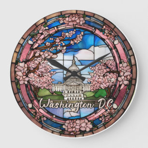 Custom Washington DC Dated Cherry Blossom Große Wanduhr