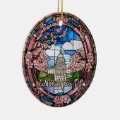 Custom Washington DC Dated Cherry Blossom Keramik Ornament (Rechts)